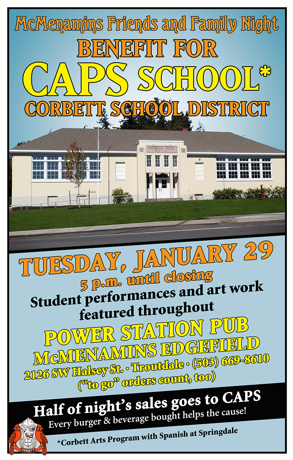 CAPS Benefit Night at Edgefield January 29th Corbett School District
